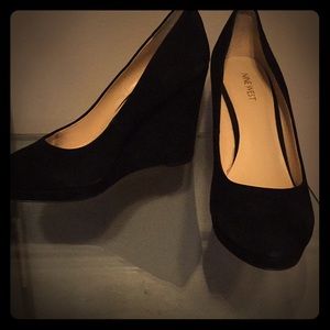 Nine West Black suede wedge heels